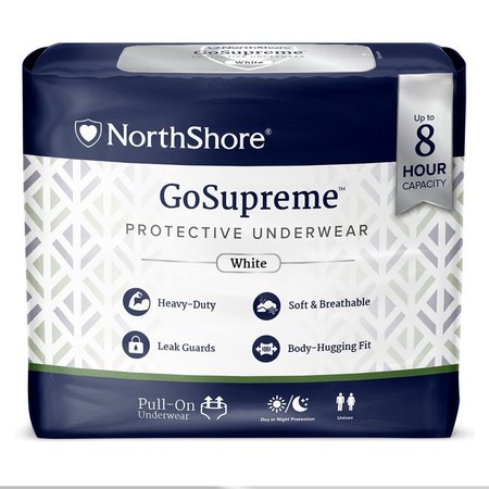 Northshore GoSupreme Pull-On Underwear, White, Large, 36"-48", 14PK 1356